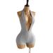 Women's Sexy Slim V Neck Backless Gray Jumpsuit European American Style Simple Commuter Knitted Bodysuit_ecoleips.com