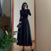 Aria Basics Aria Basics Early Spring Fashionable Black Knitted Set For Women 2025 New Style Long Dress_ecoleips.com