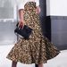 Women's Leopard Print Fishtail Midi Skirt – Stretchy Polyester Wrap Skirt With Elastic Waist For Casual & Night Out (S-XXL)_ecoleips.com