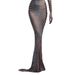 2025 Spring New Fashion Rhinestone Women's Mesh Evening Sleeve Split Long Dress_ecoleips.com