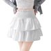 2026 Spring Autumn Women White High Waist Puff Skirt Elegant Ballet Cake Mini Skirt_ecoleips.com