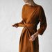 Women's Clothing New Cotton And Linen Long Skirt Long Sleeve One Shoulder Tie Dress_ecoleips.com