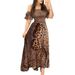 2025 Women's Butterfly Leopard Print Off-Shoulder Waist-Cinching Flared Evening Dress With Ruffled Sleeves_ecoleips.com
