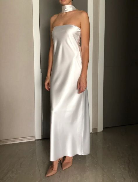 Women's Clothing Temperament Satin Evening Dress Suspenders Dress Dress Female_ecoleips.com