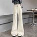 off White Wide Leg Flared Jeans Loose Fit plus Size Pear Shaped Comfortable Not Clingy Women's Denim Pants_ecoleips.com