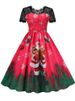 Lace Christmas Dress Women Short Sleeve 50S 60S Vintage Party Costumes Elegant High Waist Xmas Evening Costume Clothes_ecoleips.com