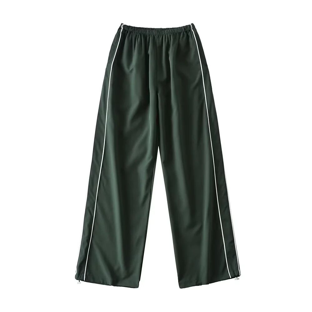 Women's Clothing High Waist Striped Straight Sports Quick Drying Pants Women Autumn Loose Slim Drawstring Wide Leg Casual Pants_ecoleips.com
