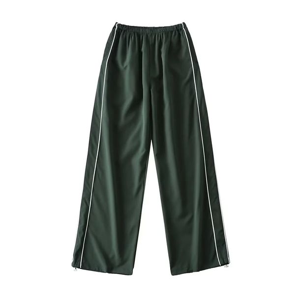 Women's Clothing High Waist Striped Straight Sports Quick Drying Pants Women Autumn Loose Slim Drawstring Wide Leg Casual Pants_ecoleips.com
