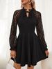 Elegant Women's Long Sleeve Dress European American Style Solid Color French Lace Tie Color Block Spring New 2026_ecoleips.com