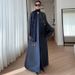 Muslim Outerwear New British Retro Motorcycle Embroidered Jacket Long Robe Trench Coat Polyester Muslim Outerwear For Women_ecoleips.com