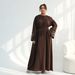 Modest Abaya Dress Elegant Butterfly Sleeve Rhinestone Dress For Women - V-Neck Flowy Midi Dress With Bow Cuffs For Casual & Office Wear_ecoleips.com