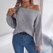 2025 Autumn Winter Casual Hollow Out Off-Shoulder Lantern Sleeve Sweater Real Shot Independent Cross-Border European And_ecoleips.com