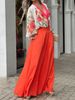Women's Clothing Fashion Elegant Commuter Large Size Long Sleeve Top High Waist Wide Leg Pants Set_ecoleips.com