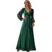 Women's Clothing Dress Elegant Banquet V Neck Long Dress Evening Dress Waist Bridesmaid Dress_ecoleips.com