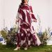 Plus Size Dress With Artistic Tie-Dye Print | V-Neck Long Sleeve Wrap Belt Maxi Dress | Elegant A-Line Flowy Dress For Women (Purple, 0XL-4XL)_ecoleips.com
