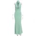 Women Sexy Fashion Hollowed Out Cowl Neck Slimming Backless Long Dress Elegant Solid Color Party Vacation Bodycon Dress For Ladies_ecoleips.com