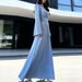 Lady Fashion High Waist Beading Design Long Dress Spring Elegant O Neck Solid Evening Dress Womens Long Sleeve A-Line Maxi Dress_ecoleips.com