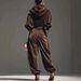 Women's Two-Piece Set With Hooded Long Sleeved Top And Loose Harem Pants_ecoleips.com