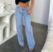 Women's Clothing High-Waisted Wide-Leg Jeans – Relaxed Streetwear Denim With Patchwork Detailing (Light Blue, S-2XL)_ecoleips.com