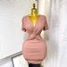Women's Clothing Summer V Neck Twist Sexy Slim High Elastic Dress Bright Silk Hip Skirt_ecoleips.com