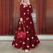 Women's Polka Dot Print Long Dress Robe Islamic Muslim Clothing_ecoleips.com