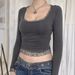 Women's Clothing Spring and autumn hot girl style sexy U neck lace bow stitching slim fit long sleeve Y2K bottoming shirt T shirt_ecoleips.com