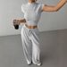 Women's Sexy Fitted Knit Crop Top & High-Waisted Shorts Set - Stretchy Ribbed Fabric, Trendy Y2K Outfit, Clubwear & Casual Summer Two-Piece_ecoleips.com