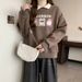 Two-tone Patchwork Polo Collar Long-sleeve Sweatshirt For Women, Spring And Autumn Thin Style, Korean Version, Loose_ecoleips.com