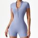 Women's Clothing Summer Zipper Short Sleeved Yoga Jumpsuit Nude Feeling High Elastic Slim Dance Fitness Quick Drying Sports Jumpsuit_ecoleips.com