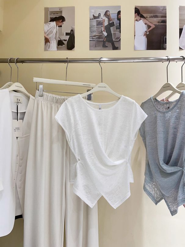 Women's Clothing Summer Loose Cross Design Commuting Slim Pullover Short Sleeved Knit Sweater Tops For Women_ecoleips.com
