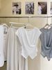 Women's Clothing Summer Loose Cross Design Commuting Slim Pullover Short Sleeved Knit Sweater Tops For Women_ecoleips.com
