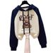 Women's Clothing Raglan Contrast Hooded Sweatshirt Top With Loose Slim Wide Leg Mopping Pants_ecoleips.com