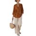 2026 New European And American Cross-Border Vacation Style Three-Quarter Sleeve V-Neck Pattern Print Women's_ecoleips.com
