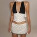 French Polka Dot Contrast Printed Lace Splicing Skinny Neck Suspender Top Spice Girl Sexy Backless Bottom Vest_ecoleips.com