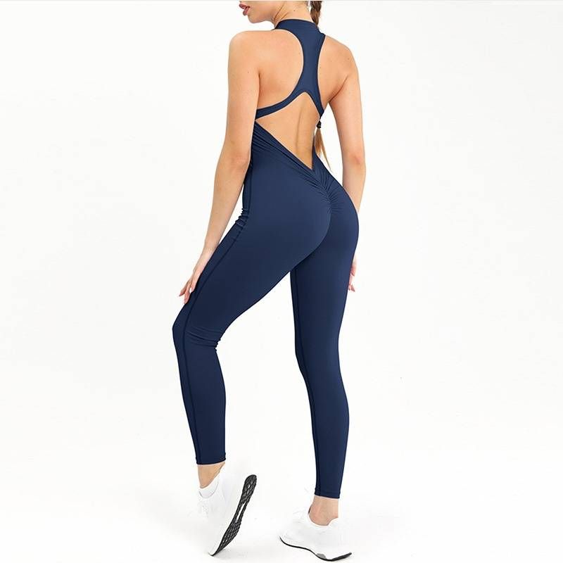 Women's Clothing Quick Drying Zipper Beautiful Back One Piece Yoga Suit High Intensity Fitness Training Sports Tights Hip Lifting Jumpsuit_ecoleips.com