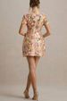 Women's Sparkle Floral Dress - Short Sleeve A-Line Mini Dress, High Waist Party Dress, Lightweight Polyester (Floral Print)_ecoleips.com