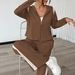 Plus Size Women's Casual Streetwear Set - Zip-Up Hoodie & Straight Leg Pants Two-Piece Outfit (0XL-5XL, Beige/Brown)_ecoleips.com