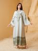 Middle Eastern Cross-Border Muslim Women's Long Robe, V-Neck Printed Fringe Abaya, Elegant Arabic Dress, Stylish Islamic Fashion_ecoleips.com
