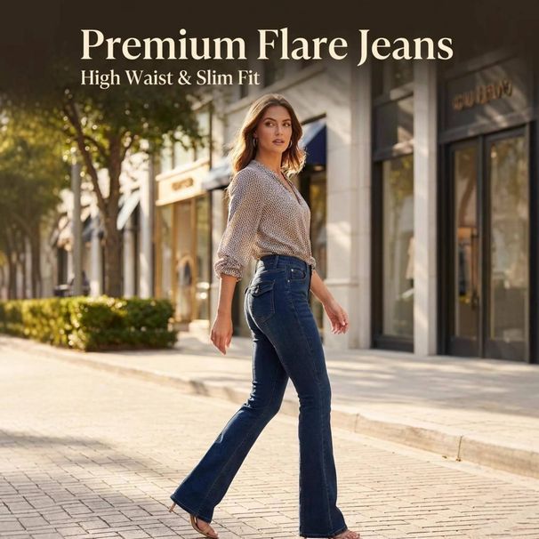 High-Waisted Stretch Straight Leg Women's Jeans Casual Fashion Full-Length Denim_ecoleips.com