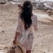Women's Clothing New Sexy Hollow Embroidery Seaside Holiday Beach Bikini Cover Up Sun Protection Clothing_ecoleips.com