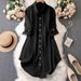 2025 Spring And Autumn New Women's Solid Color Buttonhole Fashion Sleeve Formal Shirt Satin Top_ecoleips.com