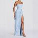 European And American Style Asymmetrical Pleated Strapless Dress Sexy High Slit French Romantic Women's Clothing/Dress_ecoleips.com