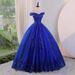 Blue Evening Gown For Adults New Style Off Shoulder Ballroom Skirt Catwalk Art Exam Hostess Colorful Gauze Dress Women_ecoleips.com