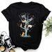 European And American Cross-border Foreign Trade Wholesale Clothing Animal Paw Print Round Neck Plus Size Short-sleeve_ecoleips.com