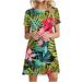 3D Daisy Print Dresses For Summer Plant Flowers Short Sleeve Dress Fashion O-Neck Loose Dress Oversized Women Casual Clothing_ecoleips.com