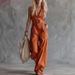 Western-Inspired V-Neck Button Front Romper – Sleeveless Linen Jumpsuit For Women, Boho Chic One-Piece With Adjustable Belt_ecoleips.com