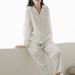 100% Cotton Jacquard White Homewear Ladies Suit Spring New Lapel Button Cardigan Shirt Pants Two-Piece Sets Women's Clothing_ecoleips.com