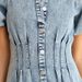 Women's Clothing Puff Sleeves Short Sleeves Distressed Casual Style Shirt Denim Long Dress_ecoleips.com
