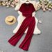 Women’s Clothing Style Fashion Suit For Women Summer Camisole Short V Neck Shirt Jacket High Waist Wide Leg Trousers Three Piece Set_ecoleips.com