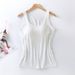 2025 Women's Vest Tops With Built In Bra Neck Vest Solid Color Padded Slim Fit Tank Tops Sexy Shirts Feminino Casual Tank Tops_ecoleips.com